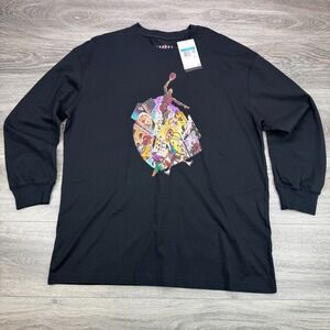 Jordan Women's Oversized Long Sleeve Graphic Shirt Medium Black Basketball Comic